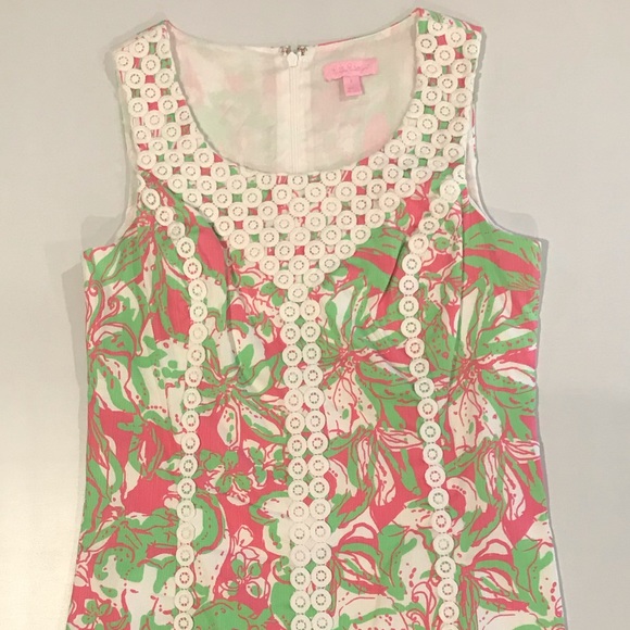 LILY PULITZER pink & green sheath dress sz 6 - Picture 9 of 13